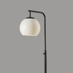 Floor Lamps-Kirkland's Home Black And Milky White Globe Shade Floor Lamp Black/White