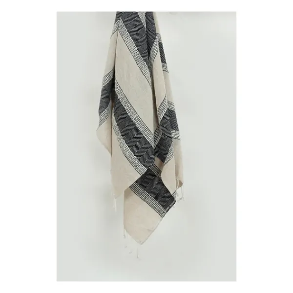 Blankets & Throws-Kirkland's Home Black And Natural Colorblock Chevron Throw Black/Tan