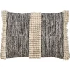 Pillows-Kirkland's Home Black And Natural Pom Pom Stripe Lumbar Pillow Black/Tan