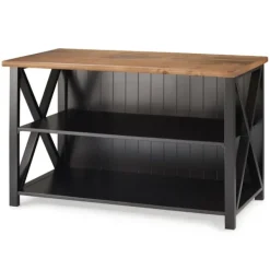 Console Tables-Kirkland's Home Black And Rustic Oak Wood Farmhouse Console Table Black/Brown