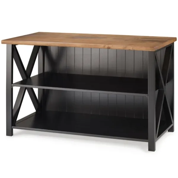 Console Tables-Kirkland's Home Black And Rustic Oak Wood Farmhouse Console Table Black/Brown