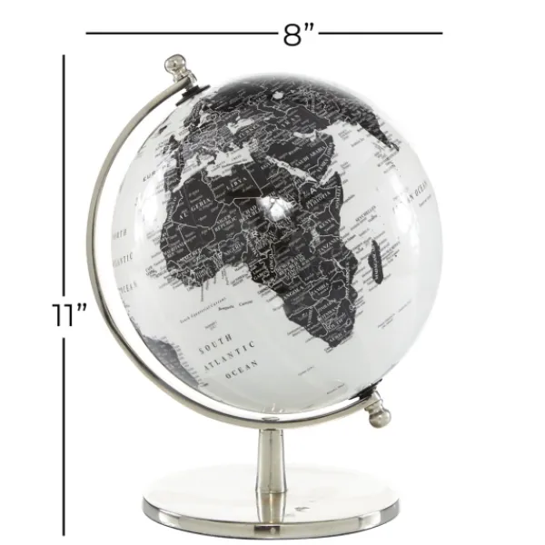Statues & Figurines-Kirkland's Home Black And White Aluminum Globe Black/White