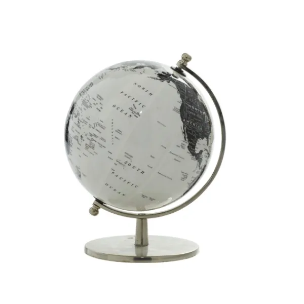 Statues & Figurines-Kirkland's Home Black And White Aluminum Globe Black/White