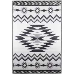 Outdoor Rugs-Kirkland's Home Black And White Aztec Outdoor Area Rug, 4X6 Black/White