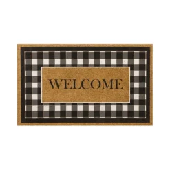 Doormats-Kirkland's Home Black And White Buffalo Check Welcome Doormat Black/White