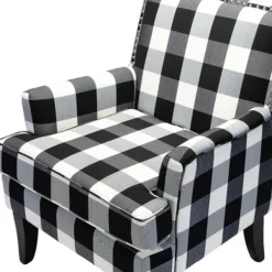 Accent Chairs-Kirkland's Home Black And White Buffalo Check Armchair Black/White