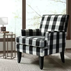 Accent Chairs-Kirkland's Home Black And White Buffalo Check Armchair Black/White