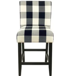 Bar Stools & Counter Height Stools-Kirkland's Home Black And White Buffalo Check Counter Stool Black/White