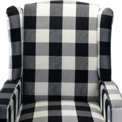 Accent Chairs-Kirkland's Home Black And White Buffalo Check Wingback Recliner Black/White
