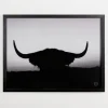 Framed Art-Kirkland's Home Black And White Bull Silhouette Framed Art Print Black/White