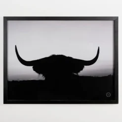 Framed Art-Kirkland's Home Black And White Bull Silhouette Framed Art Print Black/White