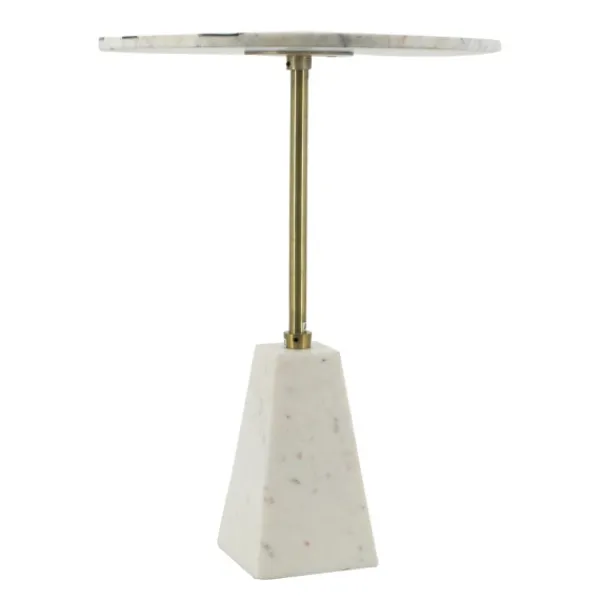 Accent & End Tables-Kirkland's Home Black And White Chevron Marble Accent Table