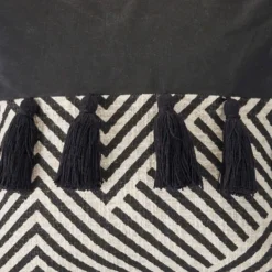 Pillows-Kirkland's Home Black And White Chevron Pillow With Tassels Black/White