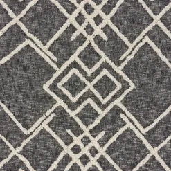Blankets & Throws-Kirkland's Home Black And White Cotton Geometric Tufted Throw Black/White