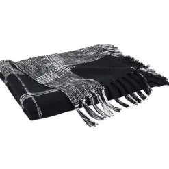 Blankets & Throws-Kirkland's Home Black And White Plaid Fringed Throw Black/White