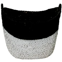 Baskets & Boxes-Kirkland's Home Black And White Seagrass Ring Handle Basket White/Black