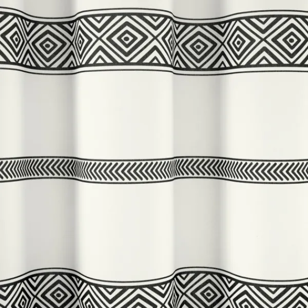 Shower Curtains-Kirkland's Home Black And White Striped Boho Shower Curtain Blue/White