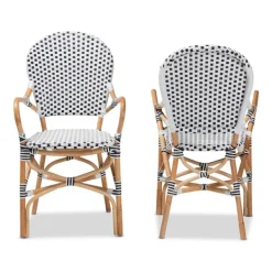 Dining Chairs-Kirkland's Home Black And White Woven Dining Chairs, Set Of 2 White/Black