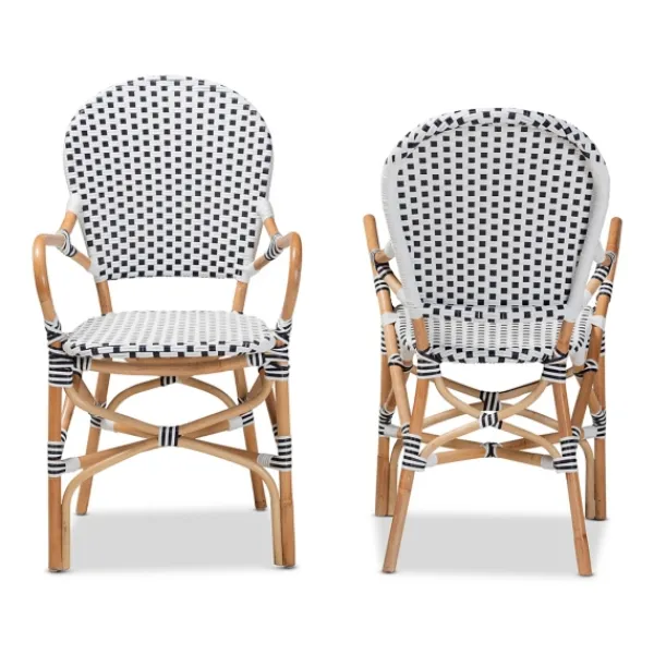Dining Chairs-Kirkland's Home Black And White Woven Dining Chairs, Set Of 2 White/Black