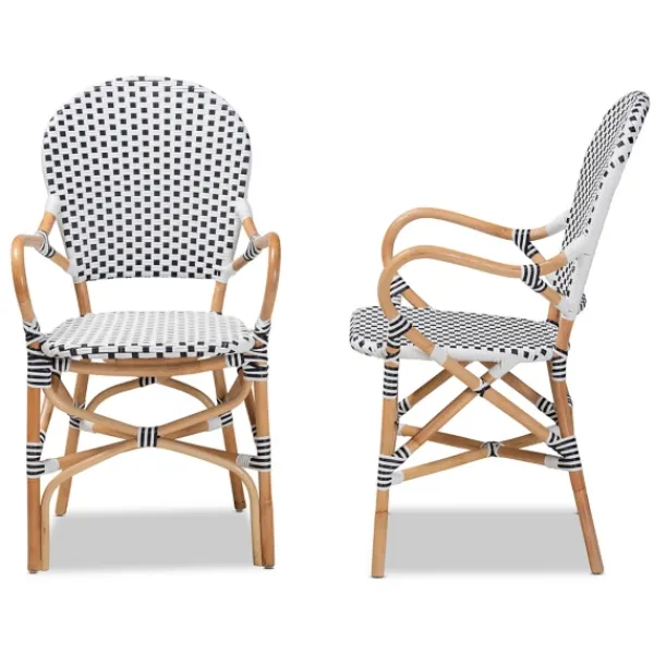 Dining Chairs-Kirkland's Home Black And White Woven Dining Chairs, Set Of 2 White/Black