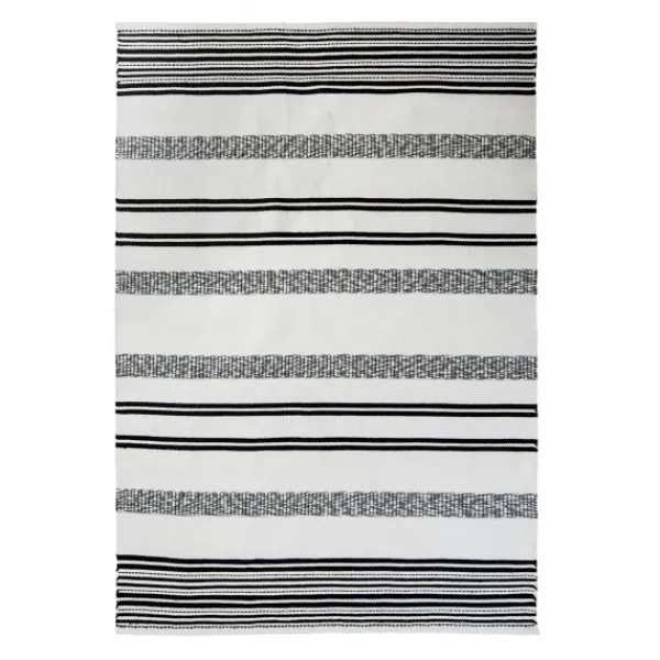 Outdoor Rugs-Kirkland's Home Black And White Woven Stripe Outdoor Area Rug, 5X7 Black/White