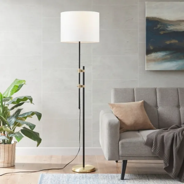 Floor Lamps-Kirkland's Home Black Asymmetrical Metal Floor Lamp White
