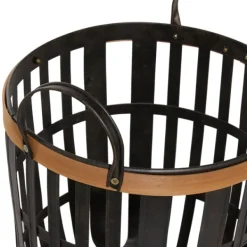 Baskets & Boxes-Kirkland's Home Black Bamboo Metal Woven Baskets, Set Of 2 Black/Brown
