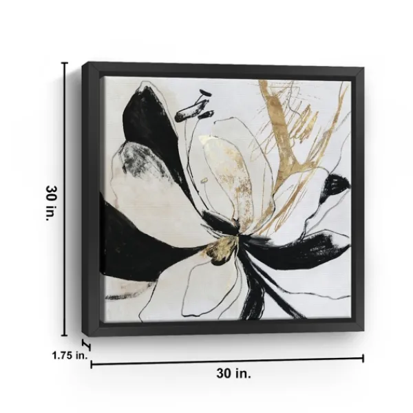 Framed Art-Kirkland's Home Black Bloom Ii Framed Canvas Art Print White/Black/Gold