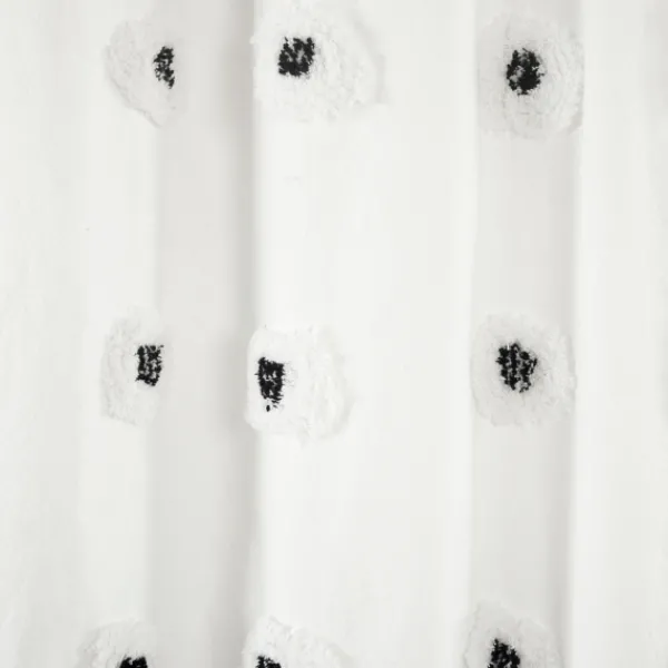 Shower Curtains-Kirkland's Home Black Boho Tufted Circles Shower Curtain Black/White