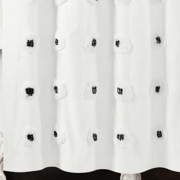 Shower Curtains-Kirkland's Home Black Boho Tufted Circles Shower Curtain Black/White