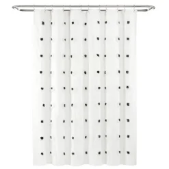 Shower Curtains-Kirkland's Home Black Boho Tufted Circles Shower Curtain Black/White