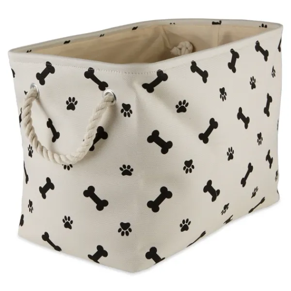 Baskets & Boxes-Kirkland's Home Black Bone And Paw Print Rectangle Pet Basket Black/White