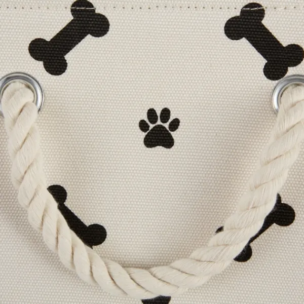Baskets & Boxes-Kirkland's Home Black Bone And Paw Print Rectangle Pet Basket Black/White