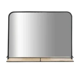 Decorative Mirrors-Kirkland's Home Black Brown Metal Shelf Horizontal Wall Mirror
