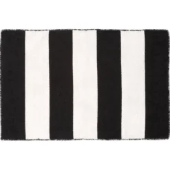 Outdoor Rugs-Kirkland's Home Black Cabana Stripe Indoor/Outdoor Scatter Rug Black/White