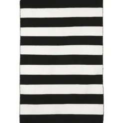 Outdoor Rugs-Kirkland's Home Black Cabana Stripe Indoor/Outdoor Area Rug, 3X5 Black/White