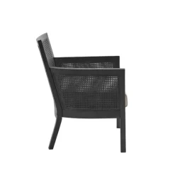 Accent Chairs-Kirkland's Home Black Cane Cushioned Accent Chair Gray