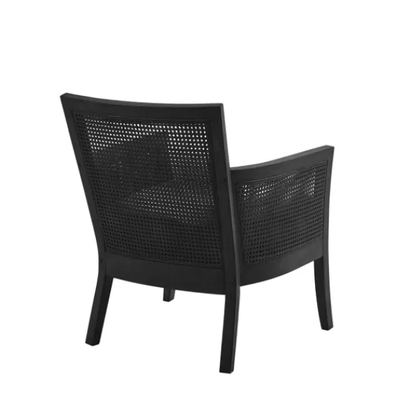 Accent Chairs-Kirkland's Home Black Cane Cushioned Accent Chair Gray
