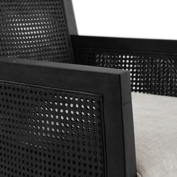 Accent Chairs-Kirkland's Home Black Cane Cushioned Accent Chair Gray