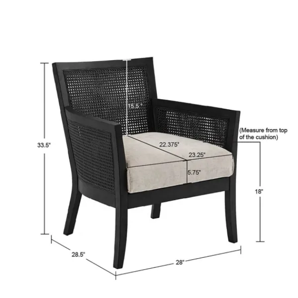 Accent Chairs-Kirkland's Home Black Cane Cushioned Accent Chair Gray