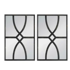 Decorative Mirrors-Kirkland's Home Black Carved Wooden Frame Wall Mirrors, Set Of 2