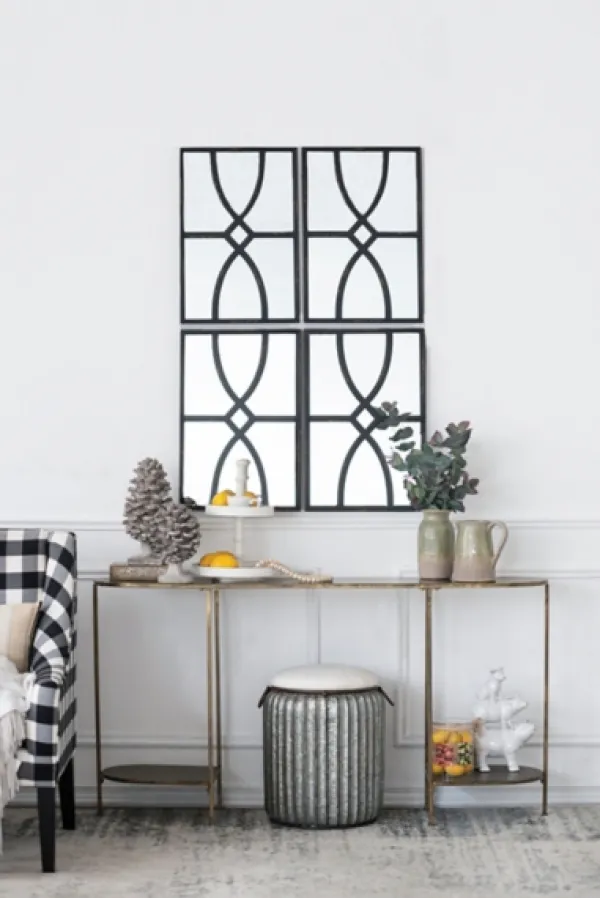 Decorative Mirrors-Kirkland's Home Black Carved Wooden Frame Wall Mirrors, Set Of 2