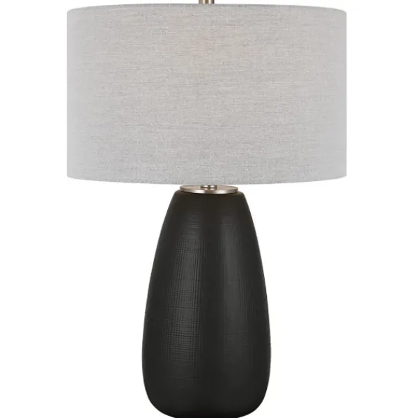 Table Lamps-Kirkland's Home Black Ceramic Gridline Table Lamp Gray