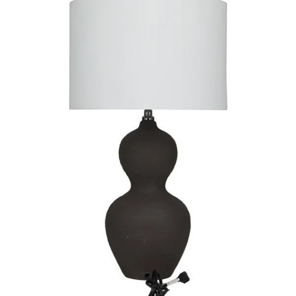 Table Lamps-Kirkland's Home Black Ceramic Hourglass Simple Large Table Lamp White