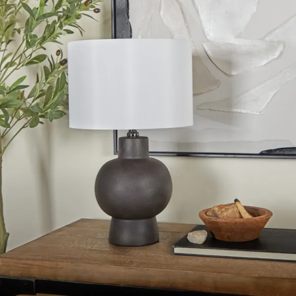 Table Lamps-Kirkland's Home Black Ceramic Hourglass Simple Small Table Lamp White