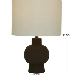 Table Lamps-Kirkland's Home Black Ceramic Hourglass Simple Small Table Lamp White