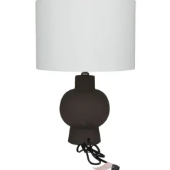 Table Lamps-Kirkland's Home Black Ceramic Hourglass Simple Small Table Lamp White