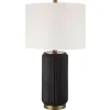 Table Lamps-Kirkland's Home Black Ceramic Ribbed Table Lamp White