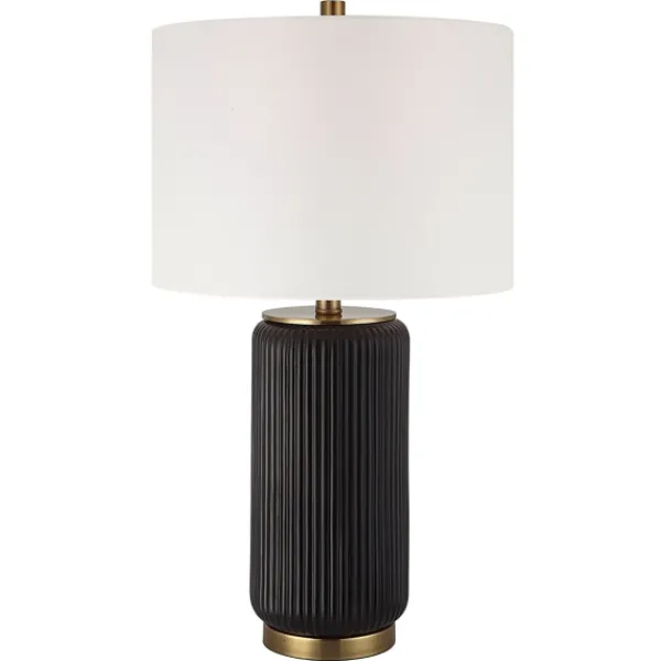 Table Lamps-Kirkland's Home Black Ceramic Ribbed Table Lamp White