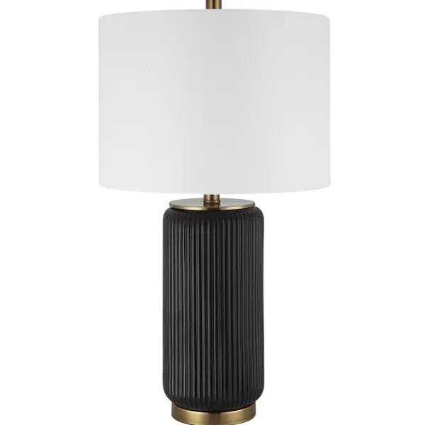 Table Lamps-Kirkland's Home Black Ceramic Ribbed Table Lamp White